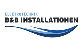 Ein Logo der Firma B&B Installationen, die sich auf Elektrotechnik spezialisiert hat. Es kombiniert moderne Schriftarten mit einer stilisierten Wellenform in Blau. | © B&B Installationen Frank Berwanger