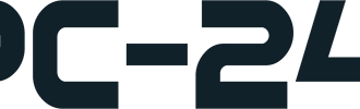 A modern logo with the inscription "PC-24-7". The colors are orange and dark blue, giving a professional impression.