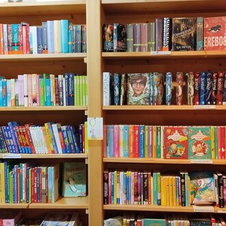 © Kleinwalsertal Tourismus | N. Lughammer A bookshelf with many colorful books. The books are neatly arranged in several rows. | © Kleinwalsertal Tourismus | N. Lughammer