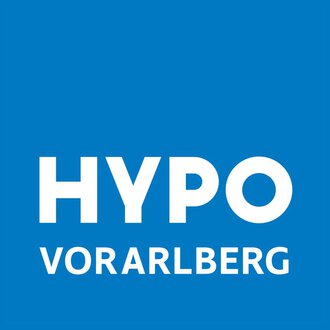 A simple, light blue logo with the inscription "HYPO VORARLBERG" in large white letters. The design is modern and minimalist. | © Hypo Vorarlberg Kleinwalsertal Logo