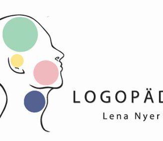 © Logopädie Lena Nyer Logo A minimalist logo with the word "LOGOPÄDIE" and the name "Lena Nyer". It features a stylized profile view of a head with colorful circles. | © Logopädie Lena Nyer Logo