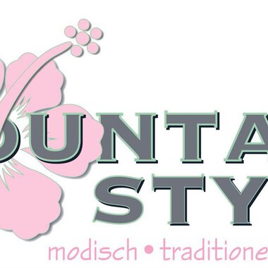 A creative logo with the text "MOUNTAIN STYLE". The design is fashionable and traditional with floral patterns.