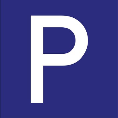 A simple, large "P" on a blue background. It is a minimalist design. | © Parkplatz