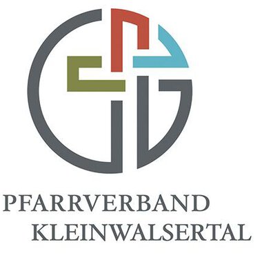 A modern logo of the parish association Kleinwalsertal. It features various geometric shapes in different colors.