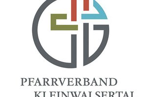 A modern logo of the parish association Kleinwalsertal. It features various geometric shapes in different colors.