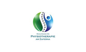 A logo for a physiotherapy practice. It features a stylized figure and a spine in green and blue colors. | © Physiotherapie am Zaferna Logo