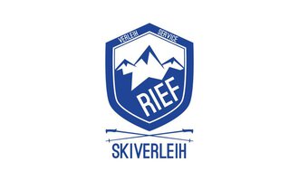 Logo für einen Skiverleih mit dem Namen "RIEF". Es zeigt Berge und einen sportlichen, modernen Stil in Blau und Weiß. | © Rief Verleih Riezlern Johannes Rief Logo