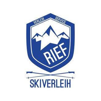 © Rief Verleih Riezlern Johannes Rief Logo Logo für einen Skiverleih mit dem Namen "RIEF". Es zeigt Berge und einen sportlichen, modernen Stil in Blau und Weiß. | © Rief Verleih Riezlern Johannes Rief Logo