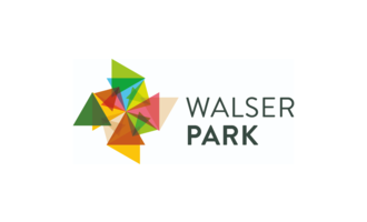 A colorful logo with geometric shapes and the inscription "Walser Park". The designs consist of various vibrant colors. | © WalserPark Riezlern Logo