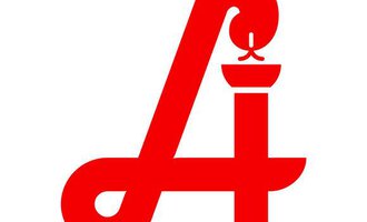 Ein rotes Logo, das einen stilisierten Buchstaben "A" darstellt. Es enthält eine Kerze und eine besondere geschwungene Form. | © Walsertal Apotheke
