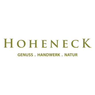 A stylish logo with the name "Hoheneck". The slogan emphasizes enjoyment, craftsmanship, and nature.