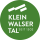 Logo des Kleinwalsertals, kreisförmig, grün mit weißen Text und Symbolen, seit 1302.