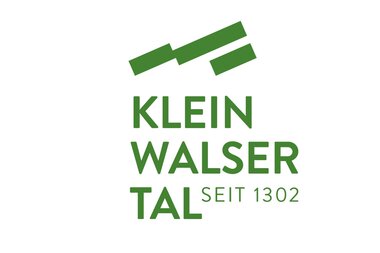 Logo der Kleinalser Tal, bestehend aus grünen Linien und dem Schriftzug 'KLEIN WALSER TAL SEIT 1302'.